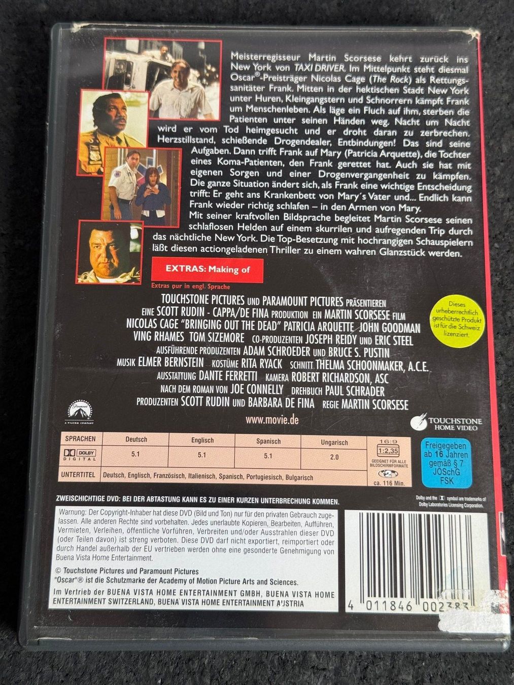 Tutti i DVDs: Bringing out the Dead "Nächte der Erinnerung" DVD DE/EN/SP/ – Usato da Fribourg venduto da tschjoly 1