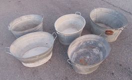5 Zinkzuber - alte Gelten - 5 alte Zuber ab CHF 25.00