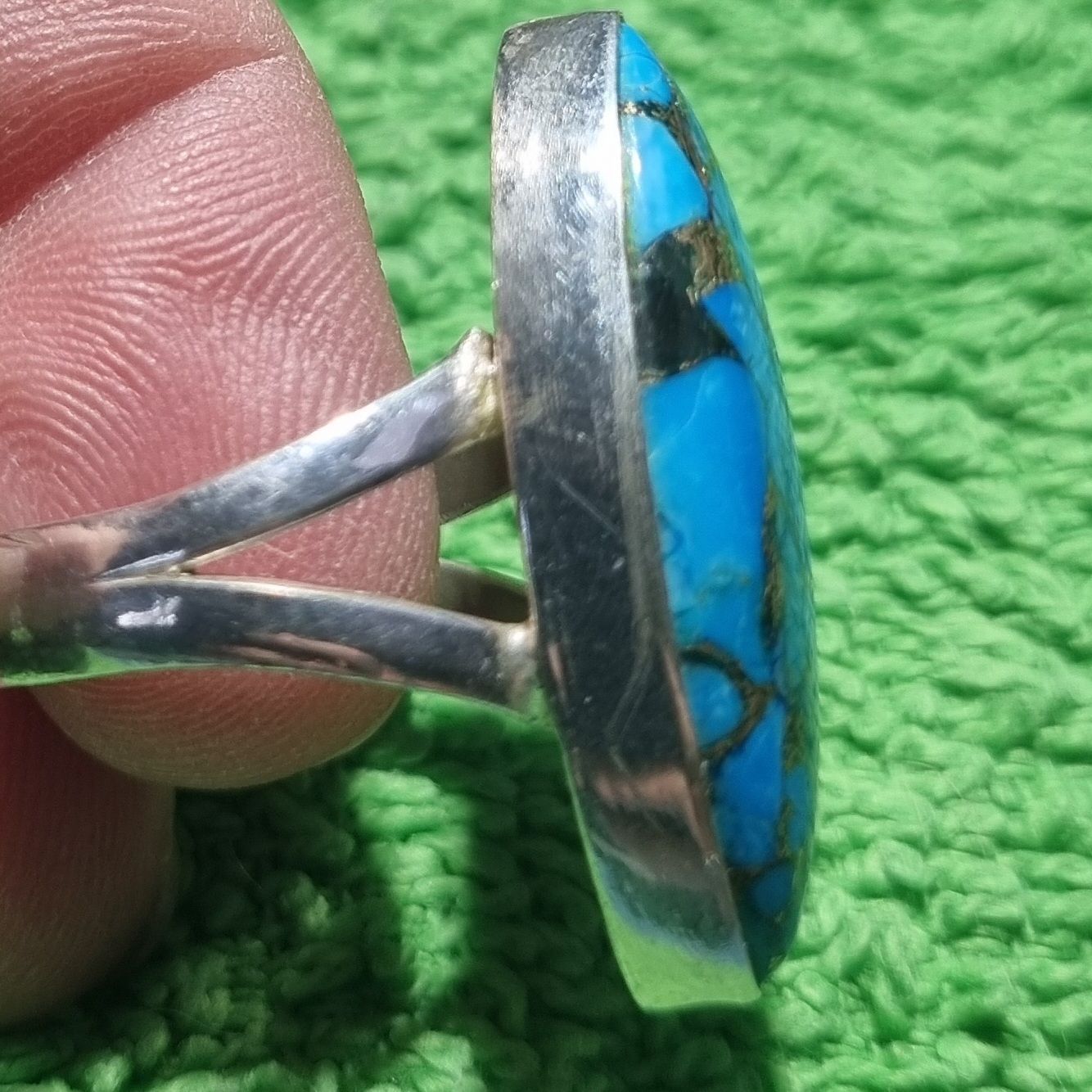 Bagues: Ring mit echtem Türkis 925 Silber Grösse 58 – Neuf (Voir description) à unterägeri par ursiou 1