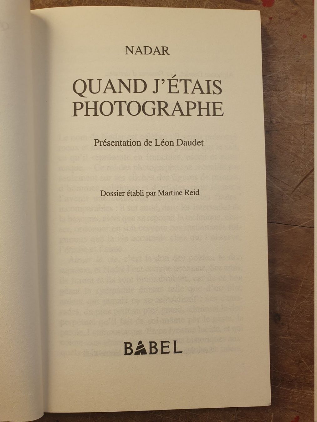 Bücher: Quand Jetais Photographe - Nadar – Gebraucht aus Zürich von loosebone 3