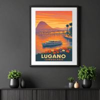Poster schweiz - Lugano retro - A4 (21 x 29,7 cm)