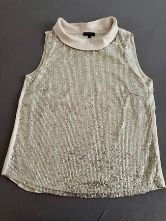 MORE & MORE Pailletten-Top Gr. 40 Creme/Gold wenig getragen 