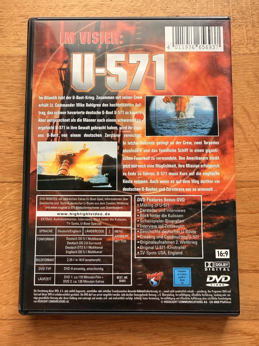 Tutti i DVDs: U-571 - 2 Disc DVD – Usato da Kölliken venduto da nerdorado 1