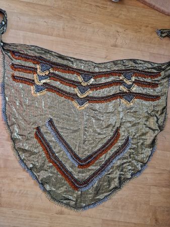 Tolles, langes Bauchtanz Hüfttuch, goldfarben, Unikat!