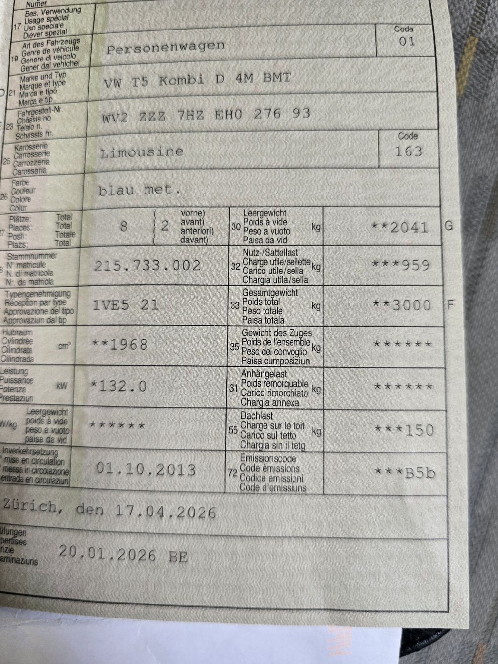 VW Autos: VW T5 8 Plätze, Standheizung... – Gebraucht aus Wädenswil von obu74 4