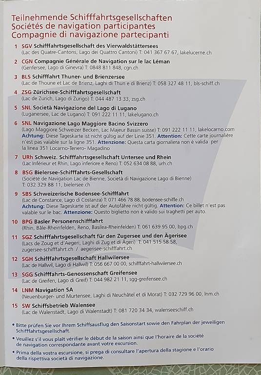 Billets: Cartes journalière Lacs Suisses – Neuf avec emballage d'origine à Servion par meno999 4