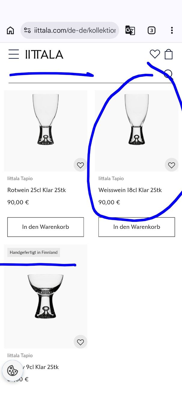 Iittala Bicchieri: iittala - Tapio - Weisswein Gläser – Nuovo (secondo la descrizione) da Oberglatt ZH venduto da ang_7znb 7