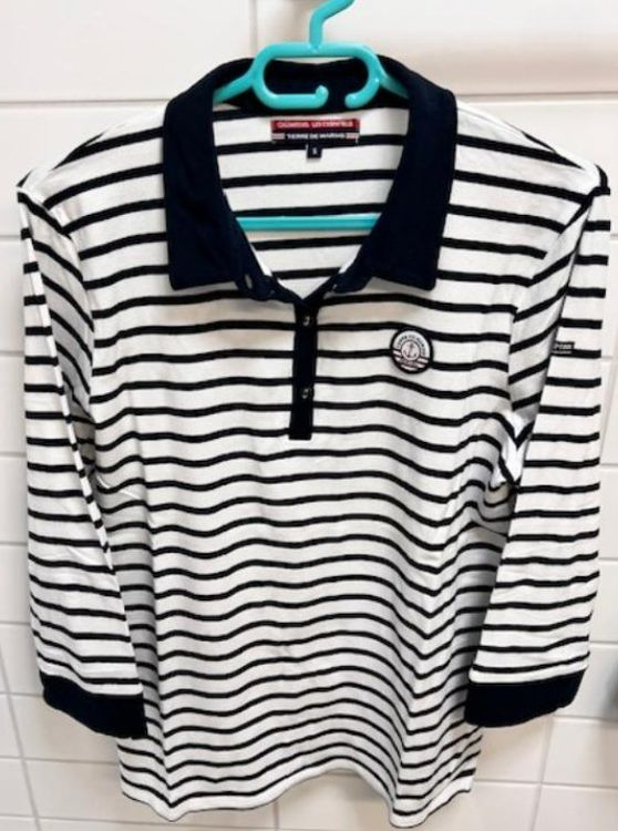 Pull Terre De Marins – Taille 44 (6), Bleu Et Blanc, Coton, Occasion Très Bon état