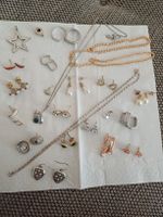 Schmuck Konvolut Ketten Ringe Ohrringe gemischt