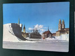 Grosse A4 Postkarte 1975  Giuseppe Reichmuth Zürich Eiszeit