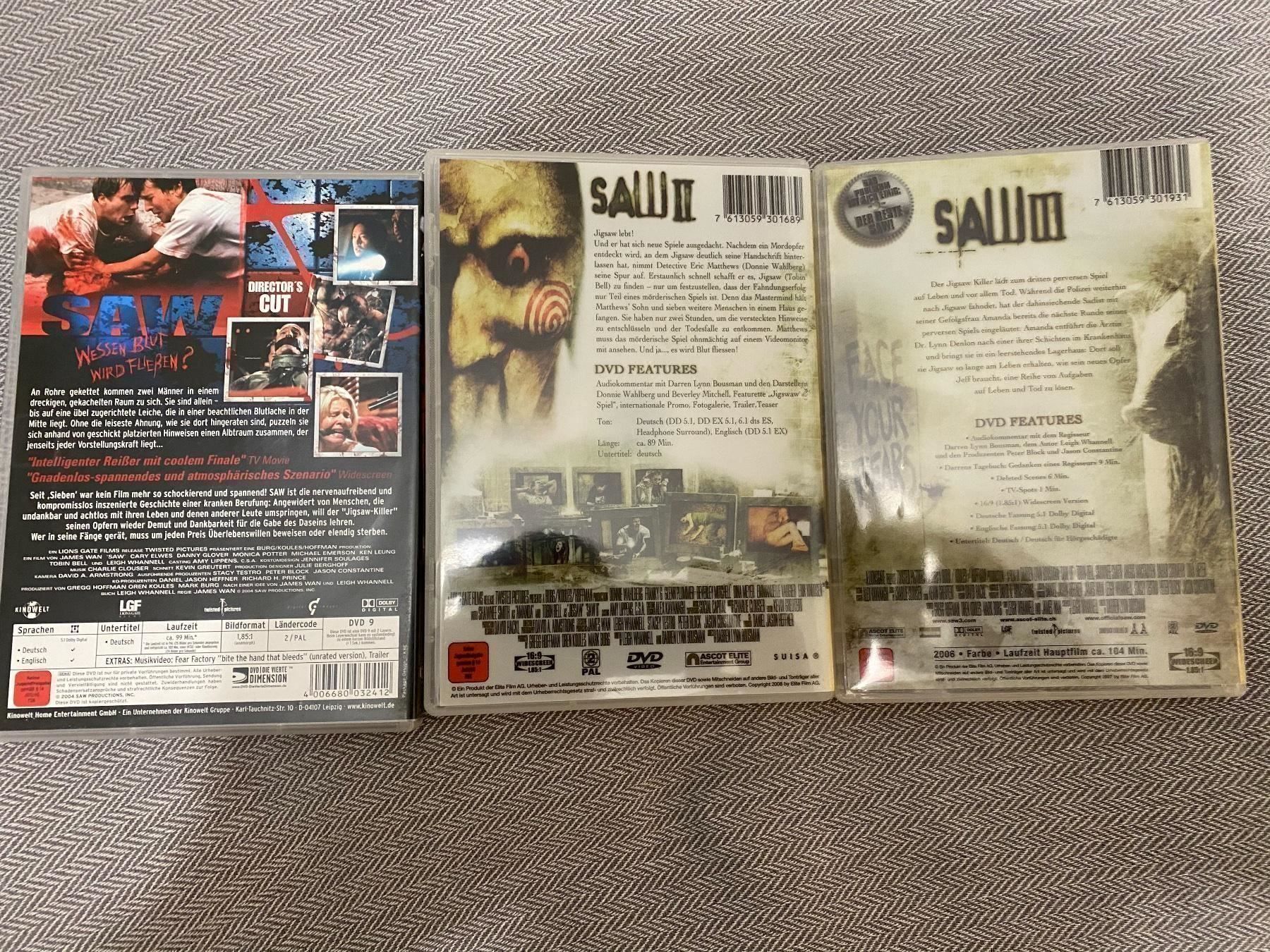 Tutti i DVDs: Verkaufe DVD Saw 1-3 – Nuovo (secondo la descrizione) da Zürich venduto da Gobble 1