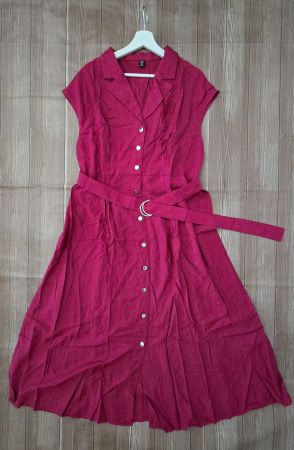 🆕 Hemd-Kleid mit Gürtel - XL - Magenta (Viskose-Mix)