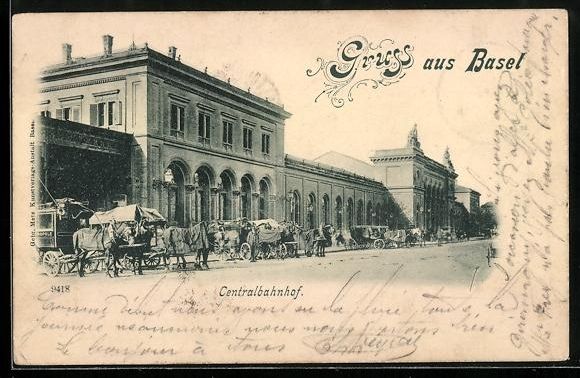 Cartoline postali: AK Basel, Partie am Centralbahnhof, 1901 – Usato da Berlin venduto da bartko-reher