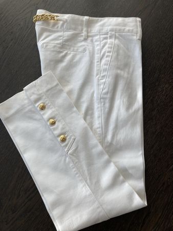 Elegant Damenhose von Zara, weiss mit Goldkette, Gr. 36