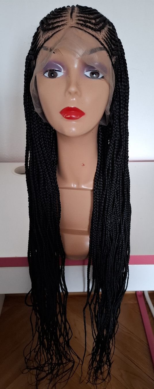 Parrucche: Long Black Braided Wig | Cornrow Style | Lace Front | Handma – Nuovo (secondo la descrizione) da Lausanne venduto da usa_xd5k