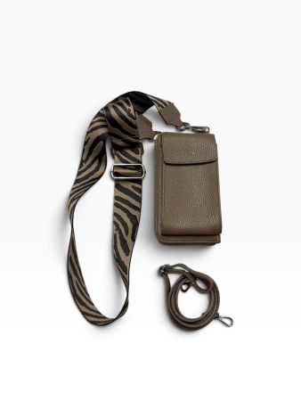 Leder Handytasche taupe Zebra Portemonnaie