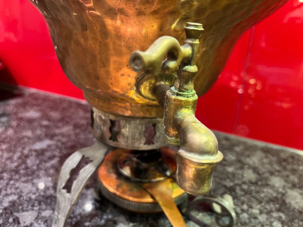 Samowar Antiker Kupfer Wasserspender mit Rechaud 8
