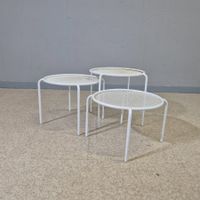 In/Outdoor Satztisch Beistelltisch Metalltisch 3er Set rund