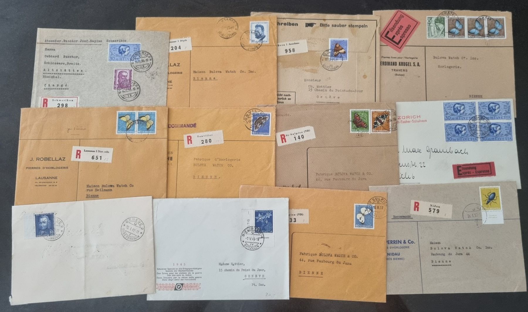 Alle Briefmarken: 12 Briefe, meist mit Pro Juventute Höchstwerte – Gebraucht aus Gümligen von Geniusbuy