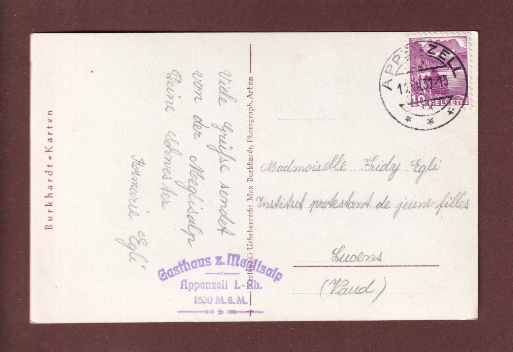 Cartoline postali: SEEALPSEE - 1937 – Usato da Pully venduto da nicecards 1