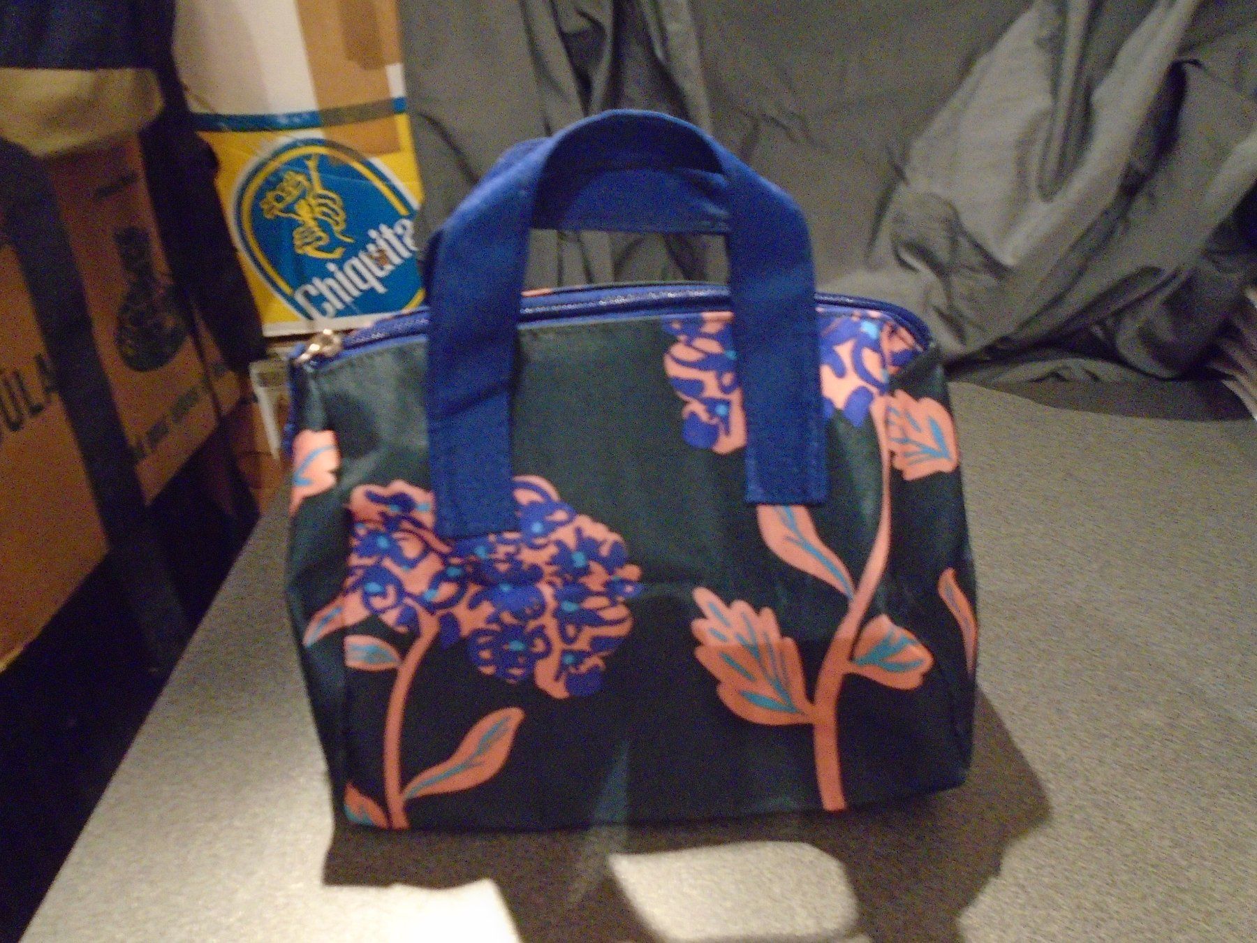 Borse: Tasche klein blau/lachsfarbige Blumen – Usato da Zürich venduto da abraxas1291