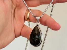 Collier vintage avec pendentif pierre Labradorite