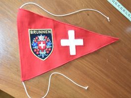 VINTAGE Wimpel BRUNNEN nos ST. GALLER STICKEREI