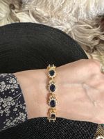Bracelet élégant vintage, plaqué or s925et pierres bleues.