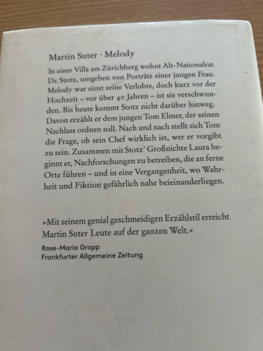 Libri: Melody - Martin Suter – Usato da Sachseln venduto da Mbueffel 1