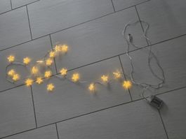 Lichterkette mit Sternen, warmes Licht, USB, Batterie