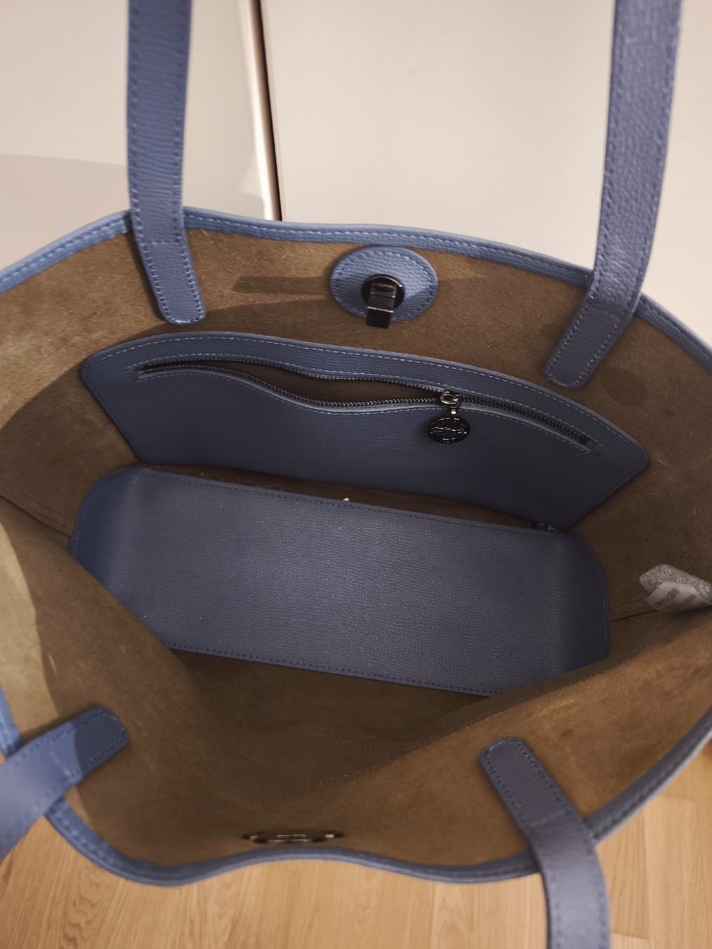 Longchamp Borse da donna: Longchamp Le Pliage Tote Tasche Gross Hellblau Leder – Nuovo (secondo la descrizione) da Horw venduto da C_Doswald 2