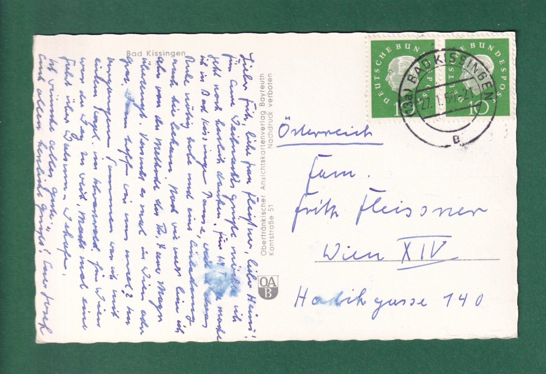 Cartoline postali: BAD KISSINGEN - 1960 – Usato da Pully venduto da nicecards-shop 1