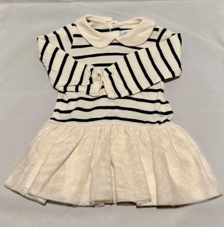 Petit Bateau Langärmeliges Baby-Kleid Baumwolle Tüll / 74 cm