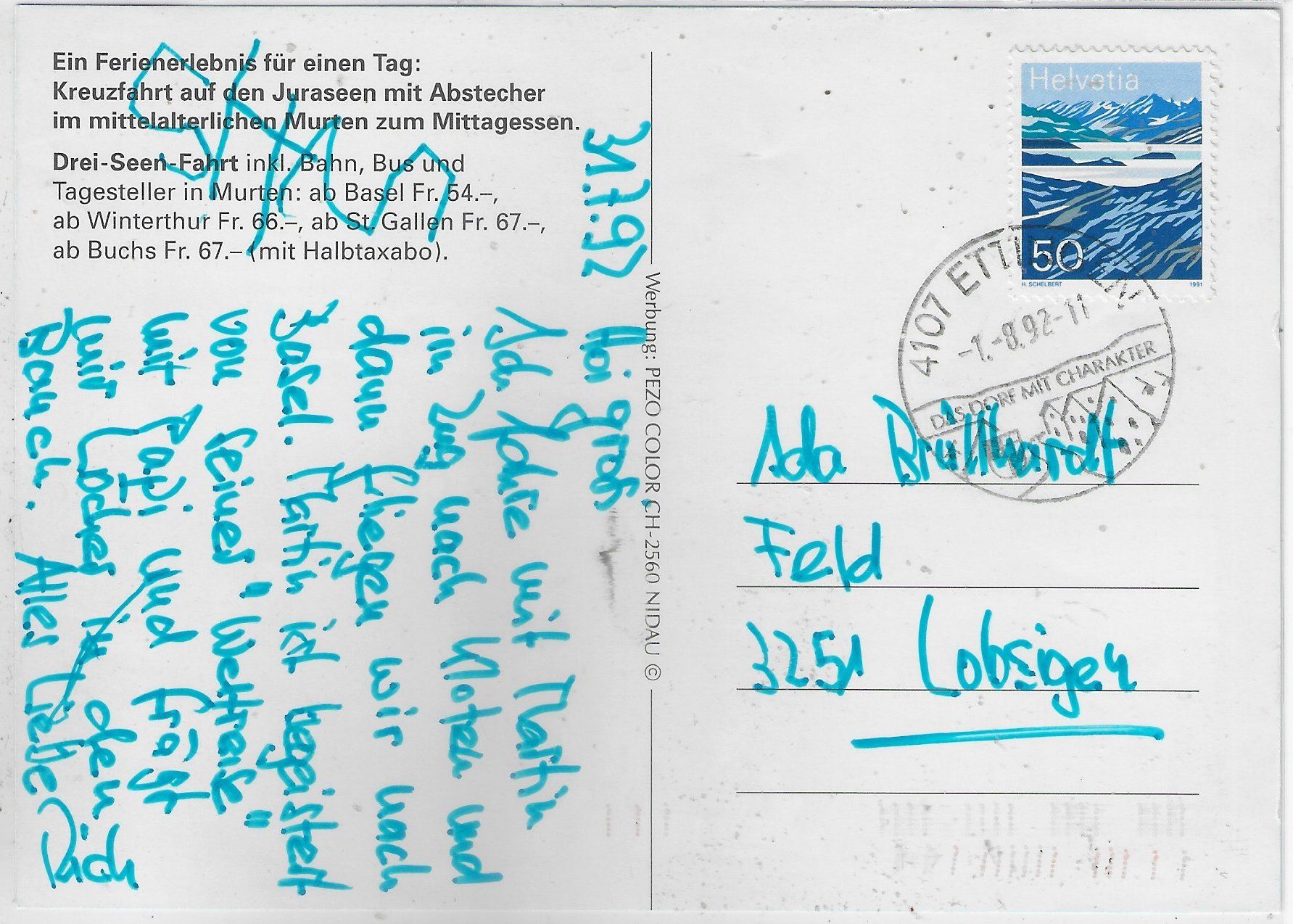 Cartes postales: Drei-Seen-Fahrt - SBB CFF – D'occasion à Ettingen par Kartenplanet 1
