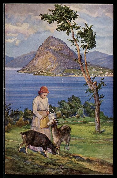 Cartoline postali: Lugano, Monte S. Salvatore, ragazza con  – Usato da Berlin venduto da bartko-reher
