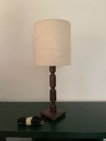Zara Home Holz-Tischlampe, Leinenschirm, 58cm