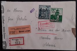 1942:Generalgouvernement Zenzur-Brief nach Büren an der Aare