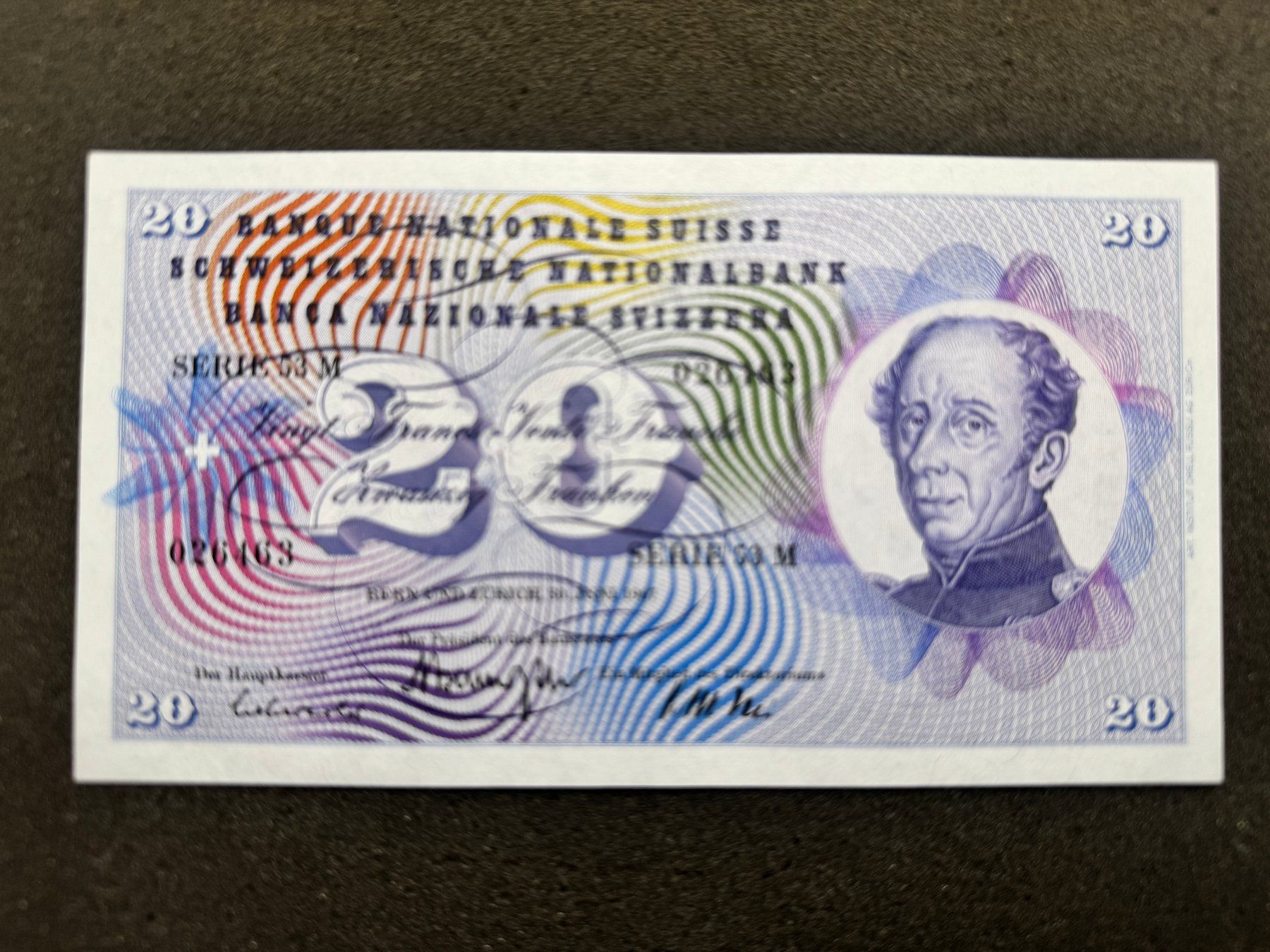 Banknoten: 20 Franken Banknote Dufour 1967 - 463 unc. – Gebraucht aus Reitnau von tb-muenzen