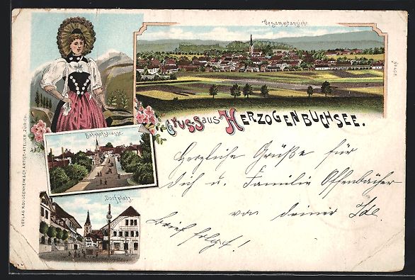 Cartoline postali: Litho Herzogenbuchsee, Bahnhofstrasse, D – Usato da Berlin venduto da bartko-reher