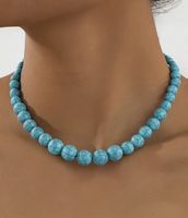 Joli collier en  perles turquoise neuf 44 cm + 7 cm