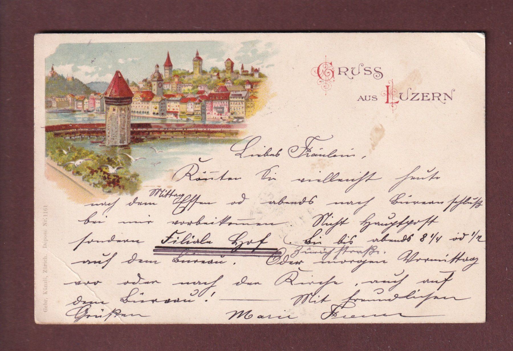 Cartoline postali: Gruss aus LUZERN - 1900 // Eckbug // – Usato da Pully venduto da nicecards