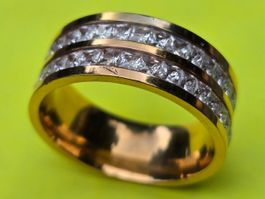 Bague plaqué or avec zirconias cubiques scintillants ✨ T.56