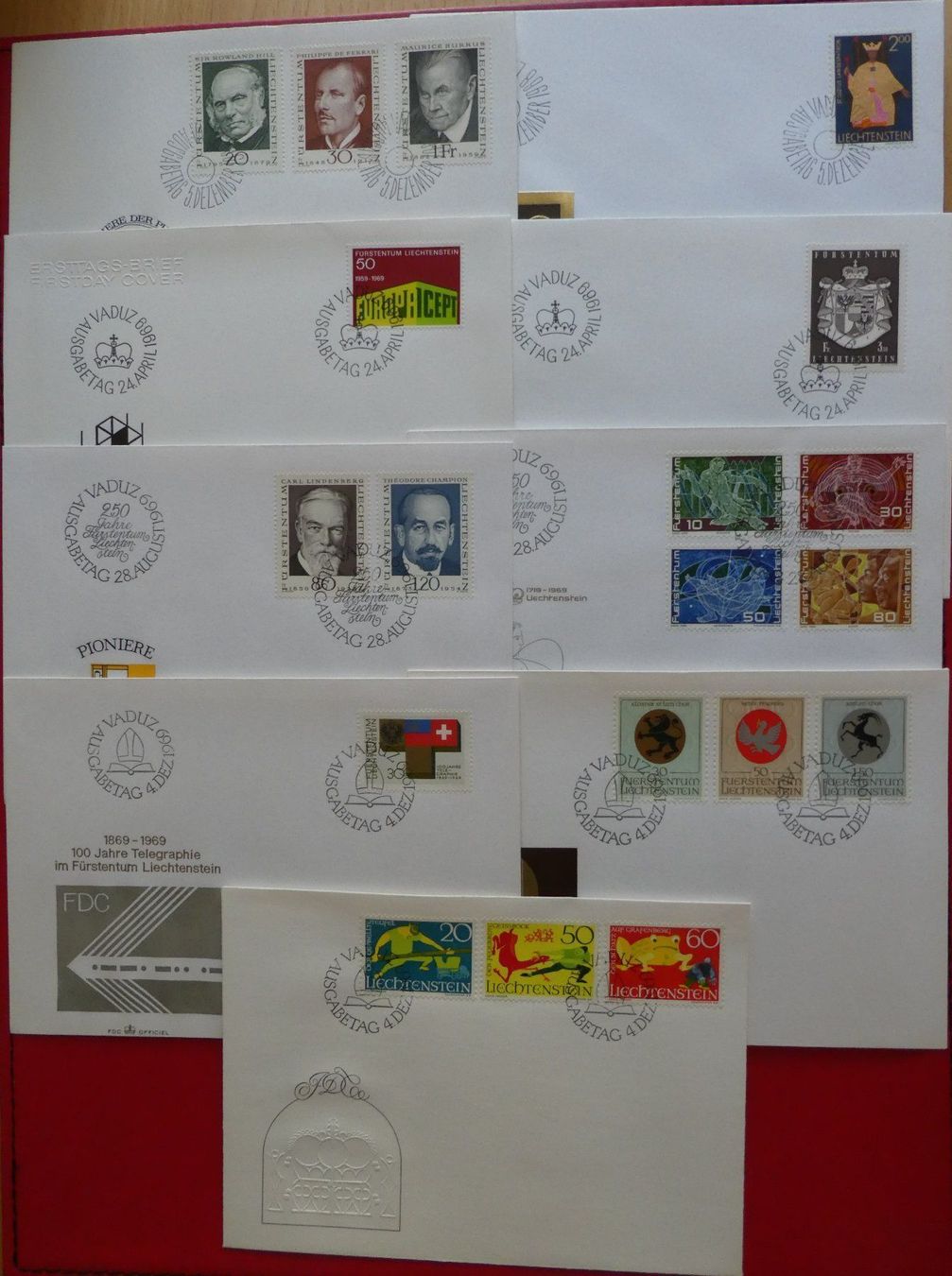 Alle Briefmarken: Liechtenstein 28 versch. Ersttagsbriefe FDC 1965-69 – Neu und originalverpackt aus Vaduz von muro100 2