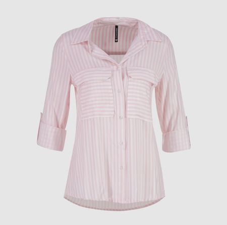 ⭐️CHICOREE⭐️ Gestreiftes Hemd Bluse Viskose Rosa/Weiss M