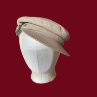 Vintage Designer Burberry Beige Canvas Baker Boy Cap Size S