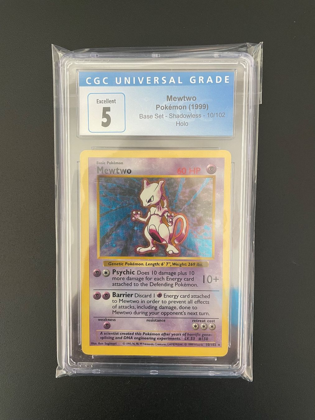 Pokémon Carte collezionabili: Pokémon Base Set Shadowless Mewtwo Holo 10/102 CGC 5 – Usato da Zürich venduto da kev_c5cb
