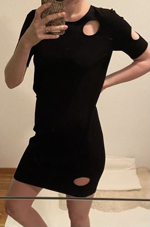 Schwarzes AKRIS punto Kleid Gr. 34 /36 Cut-Outs Elegant Mode