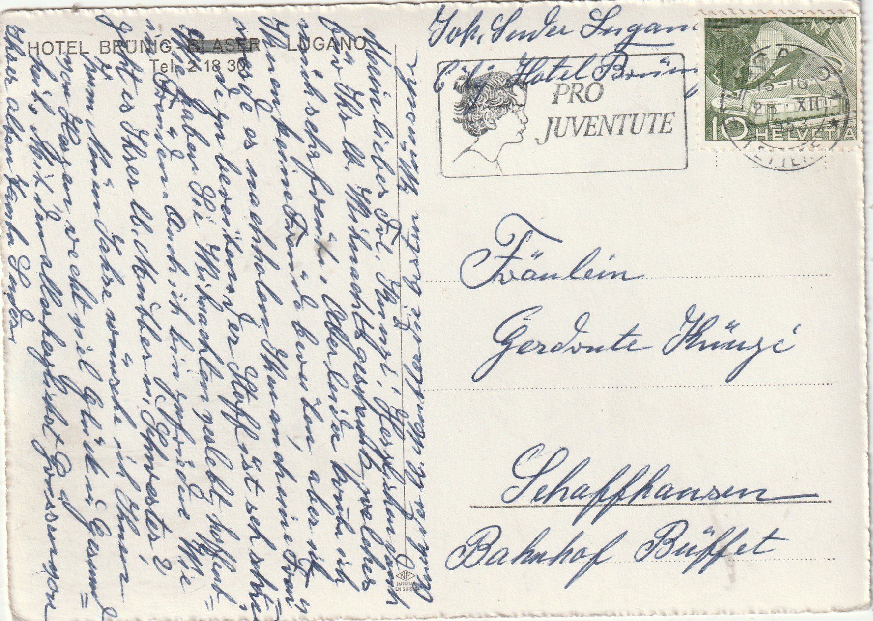 Cartes postales: Lugano  Teilansicht 1953 – D'occasion à Lumbrein par made02 1