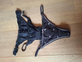 Schwarze Tanga Slips, Gr. S