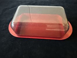 Vintage Butter-Geschirr aus Kunststoff,  rot